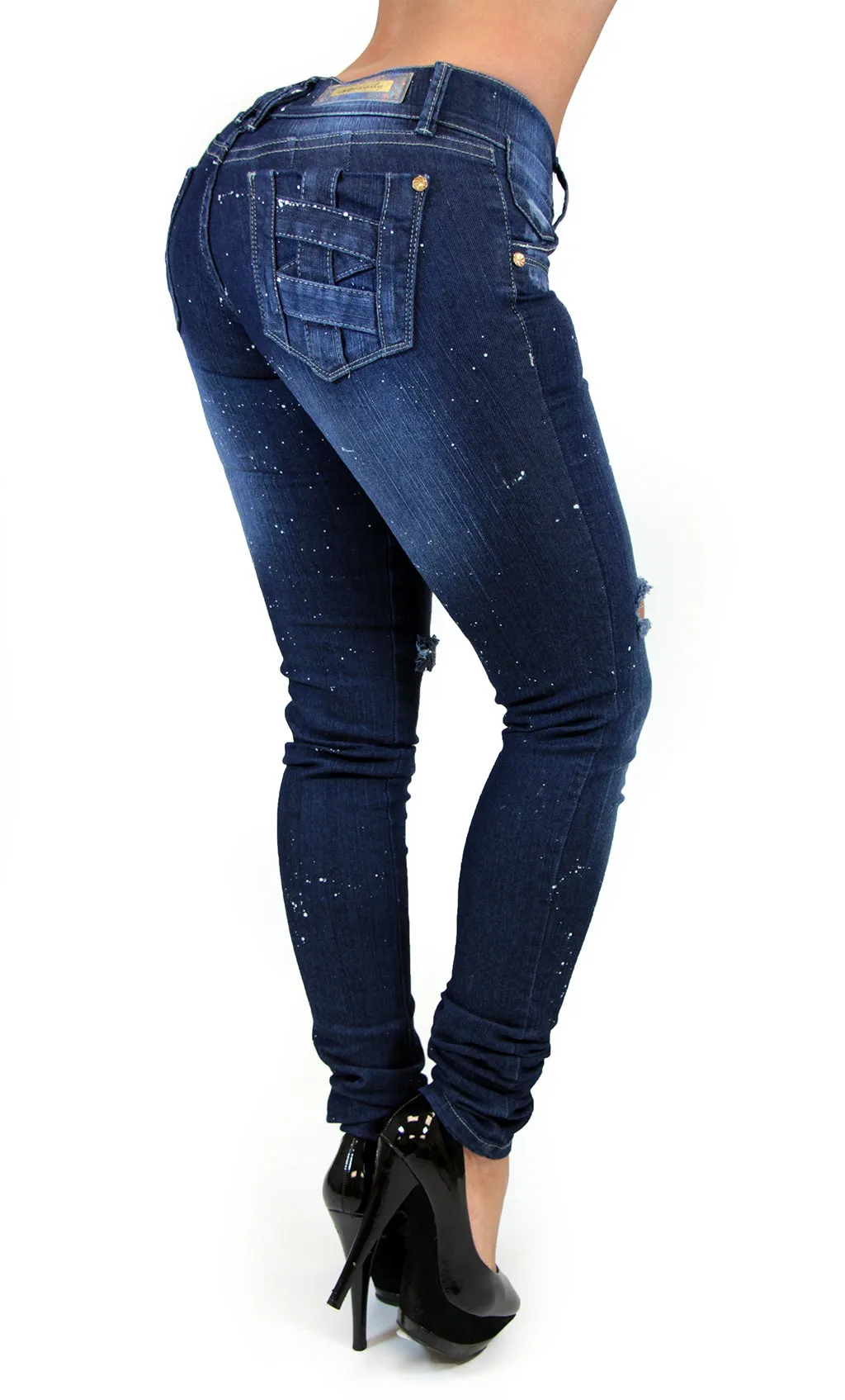 17477 Distressed Painted Maripily Skinny Jean