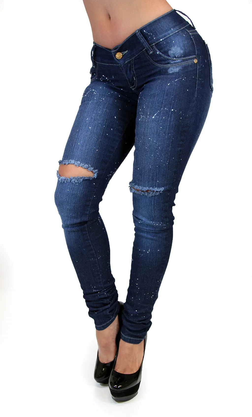 17477 Distressed Painted Maripily Skinny Jean