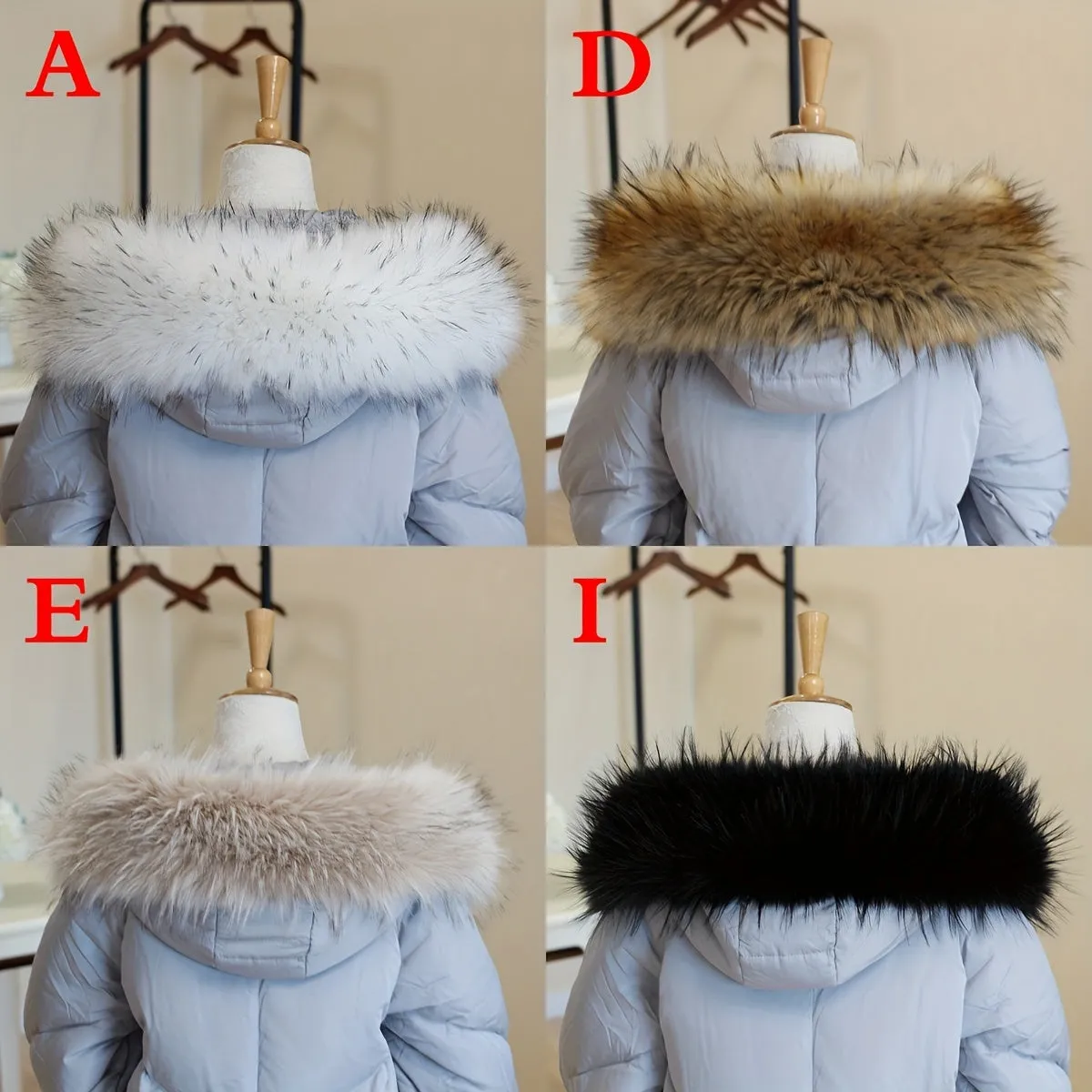 1pc Faux Fur Collar Set for Winter Jackets and Hats