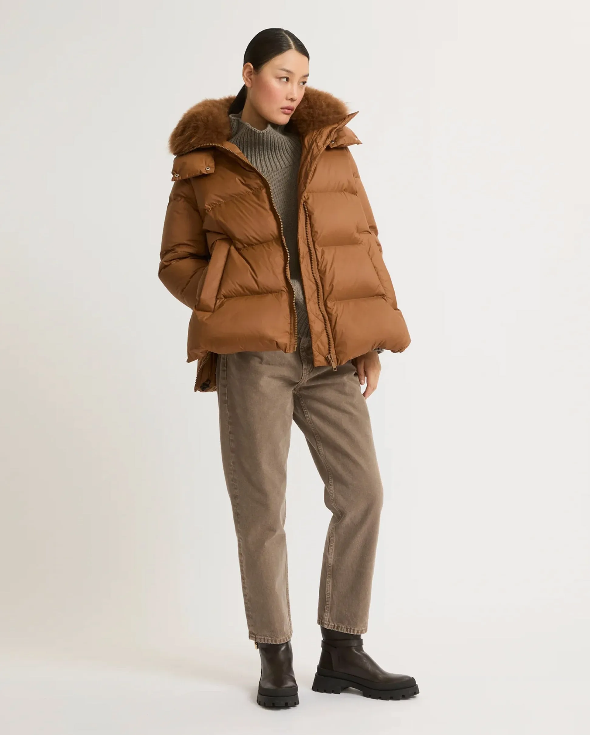 A LINE DOWN TECHNICAL LONG JACKET 76CM / RUST
