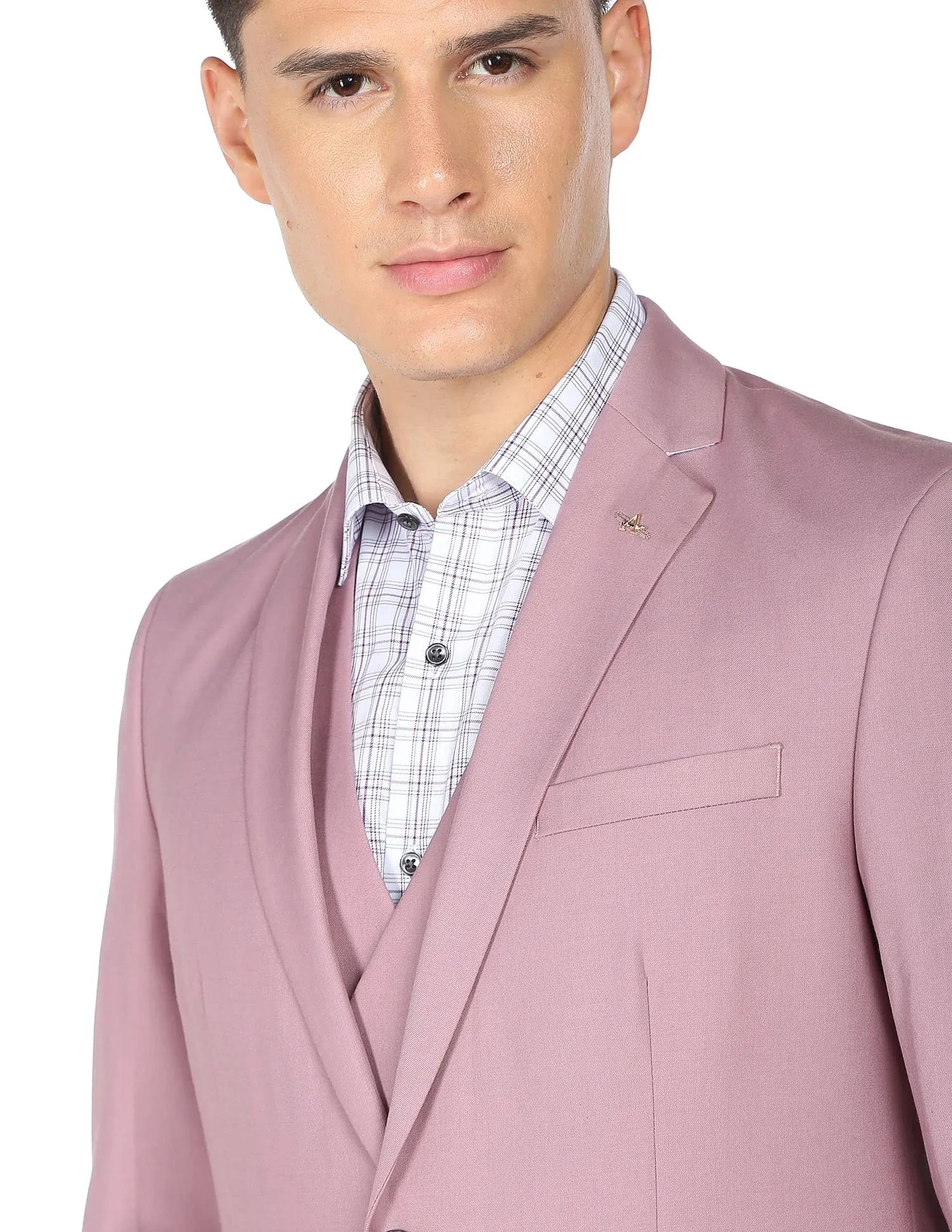 Arrow Men Pink Tailored Regular Fit Three Piece Suit