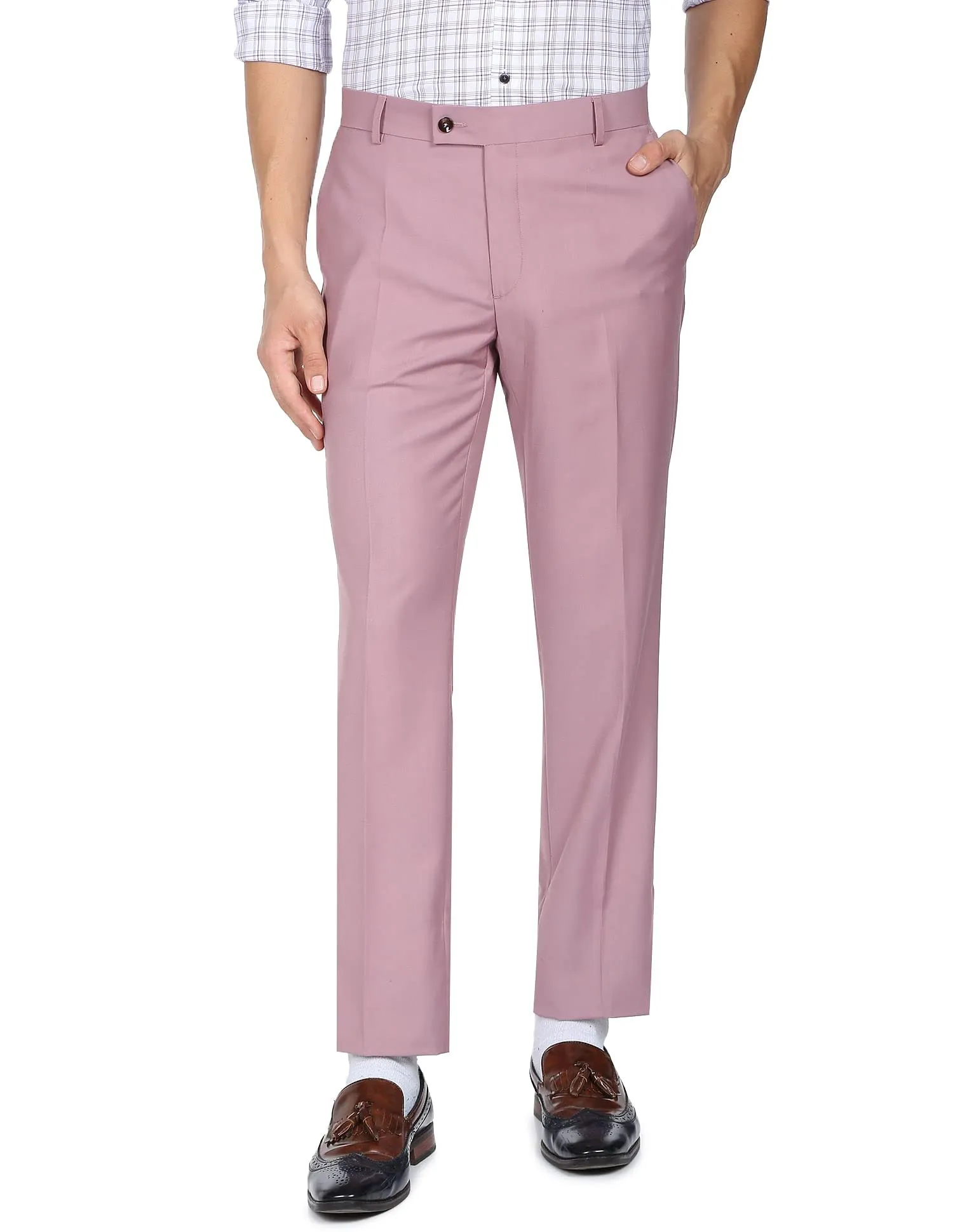 Arrow Men Pink Tailored Regular Fit Three Piece Suit