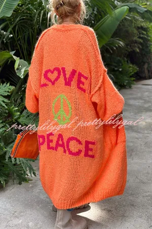 Calling for Love Back Printed Pocket Oversized Midi Cardigan