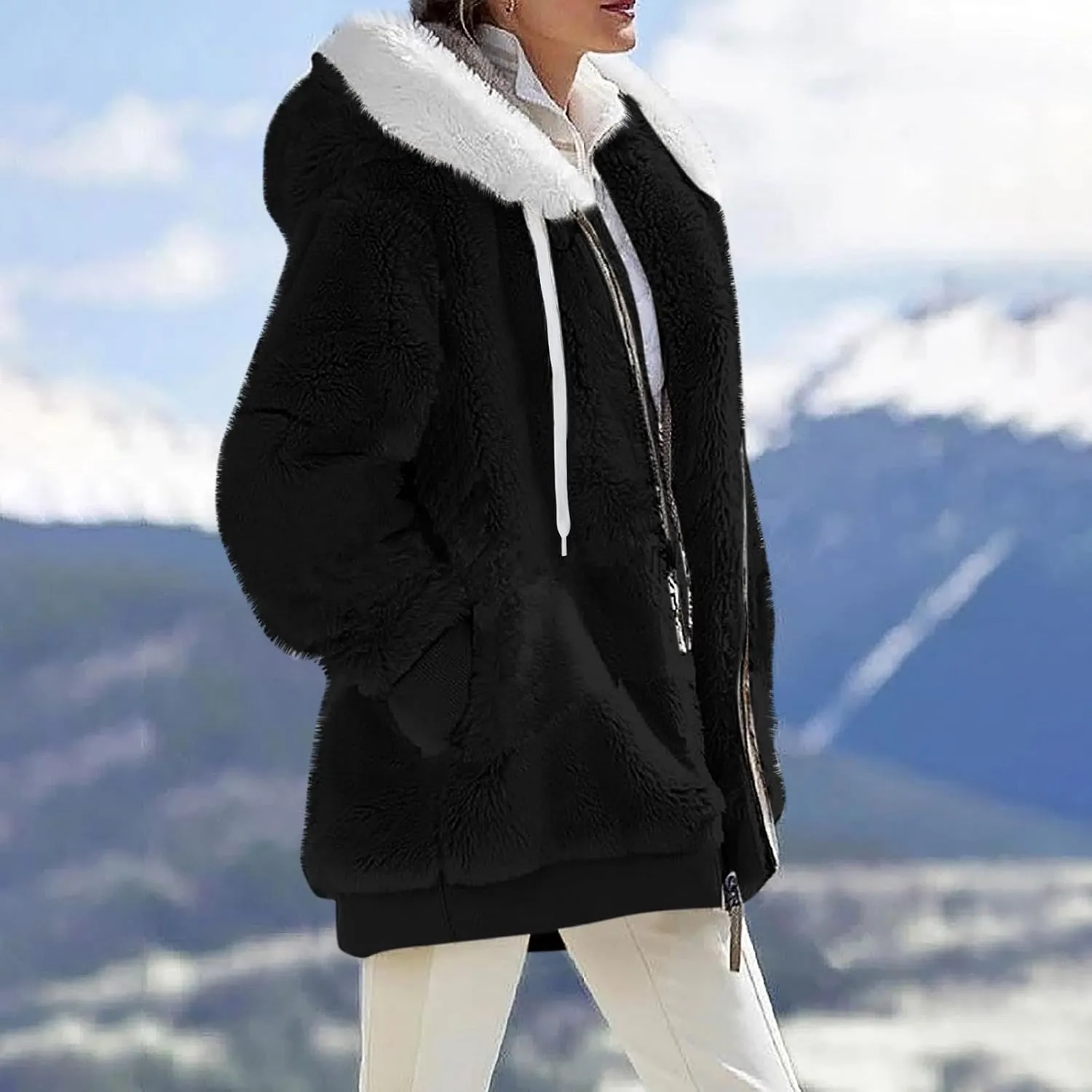 ChicCrate Winter Coats for Women Fleece Sherpa Jacket Fuzzy Hoodie Plush Sweatshirt Long Sleeve Cute Tops Winter Warm Outwear