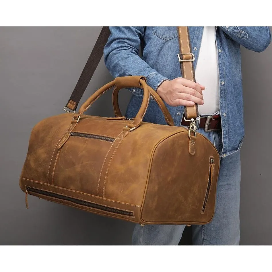 Deluxe Retro Leather Zipper Travel Messenger Bag