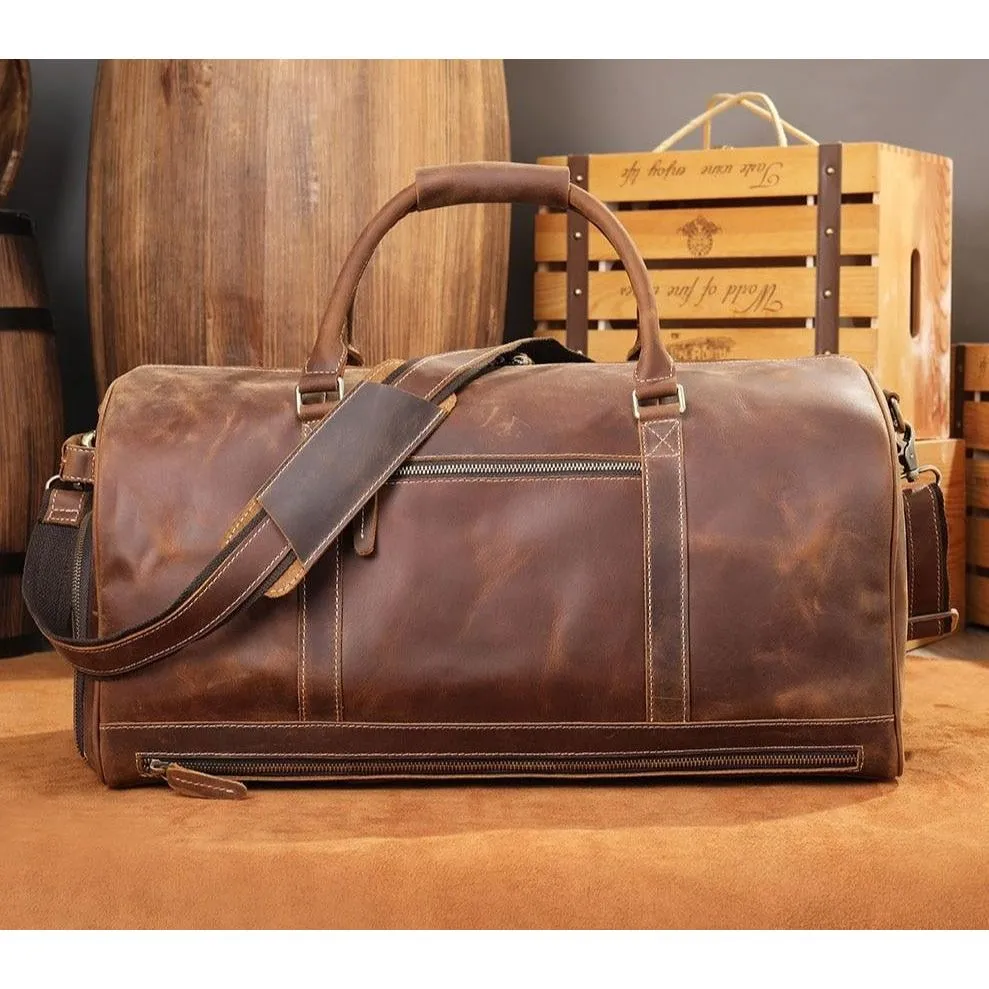 Deluxe Retro Leather Zipper Travel Messenger Bag