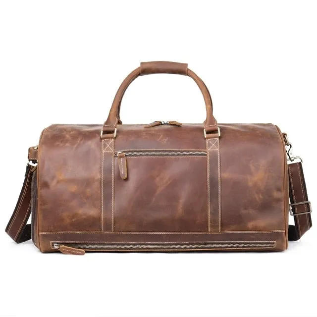 Deluxe Retro Leather Zipper Travel Messenger Bag