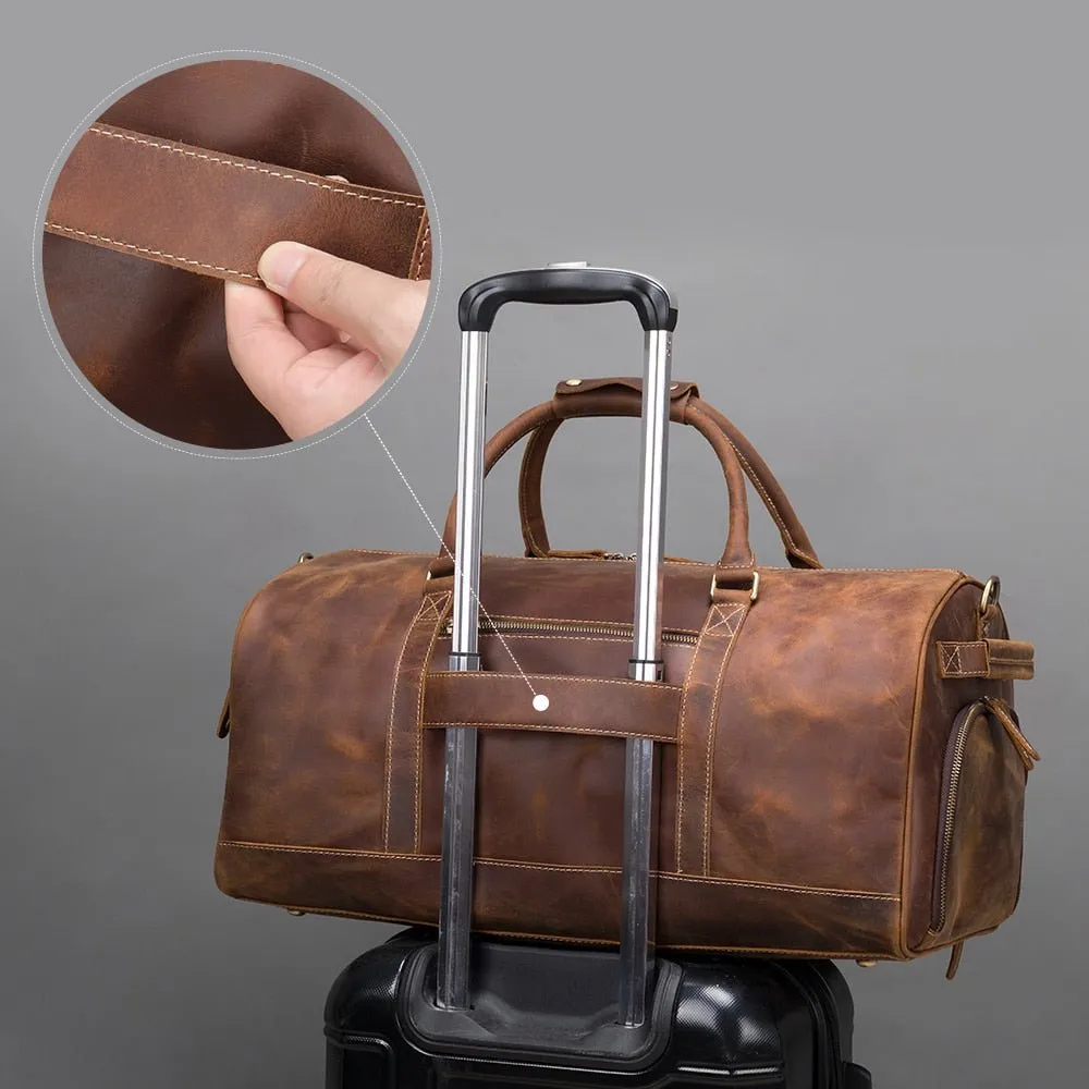 Deluxe Retro Leather Zipper Travel Messenger Bag