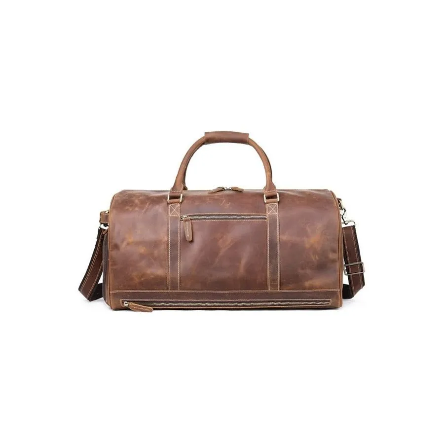 Deluxe Retro Leather Zipper Travel Messenger Bag