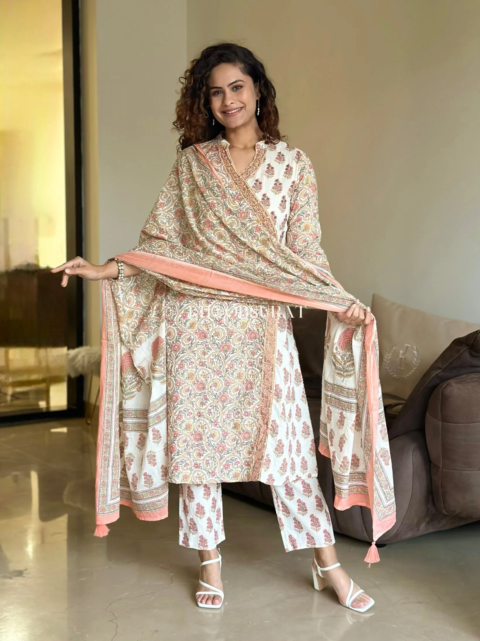 Dreamy Pink Cotton Suit Set