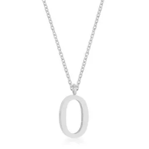 Elaina Rhodium Stainless Steel O Initial Necklace