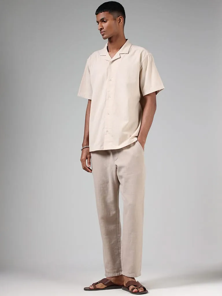 ETA Beige Self-Textured Relaxed-Fit Shirt