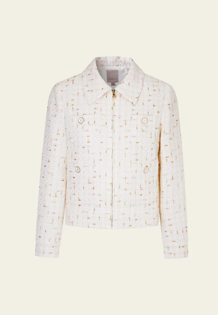 Frayed Slender Tweed Jacket