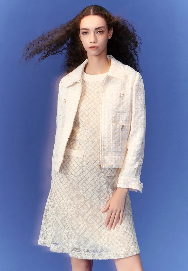 Frayed Slender Tweed Jacket