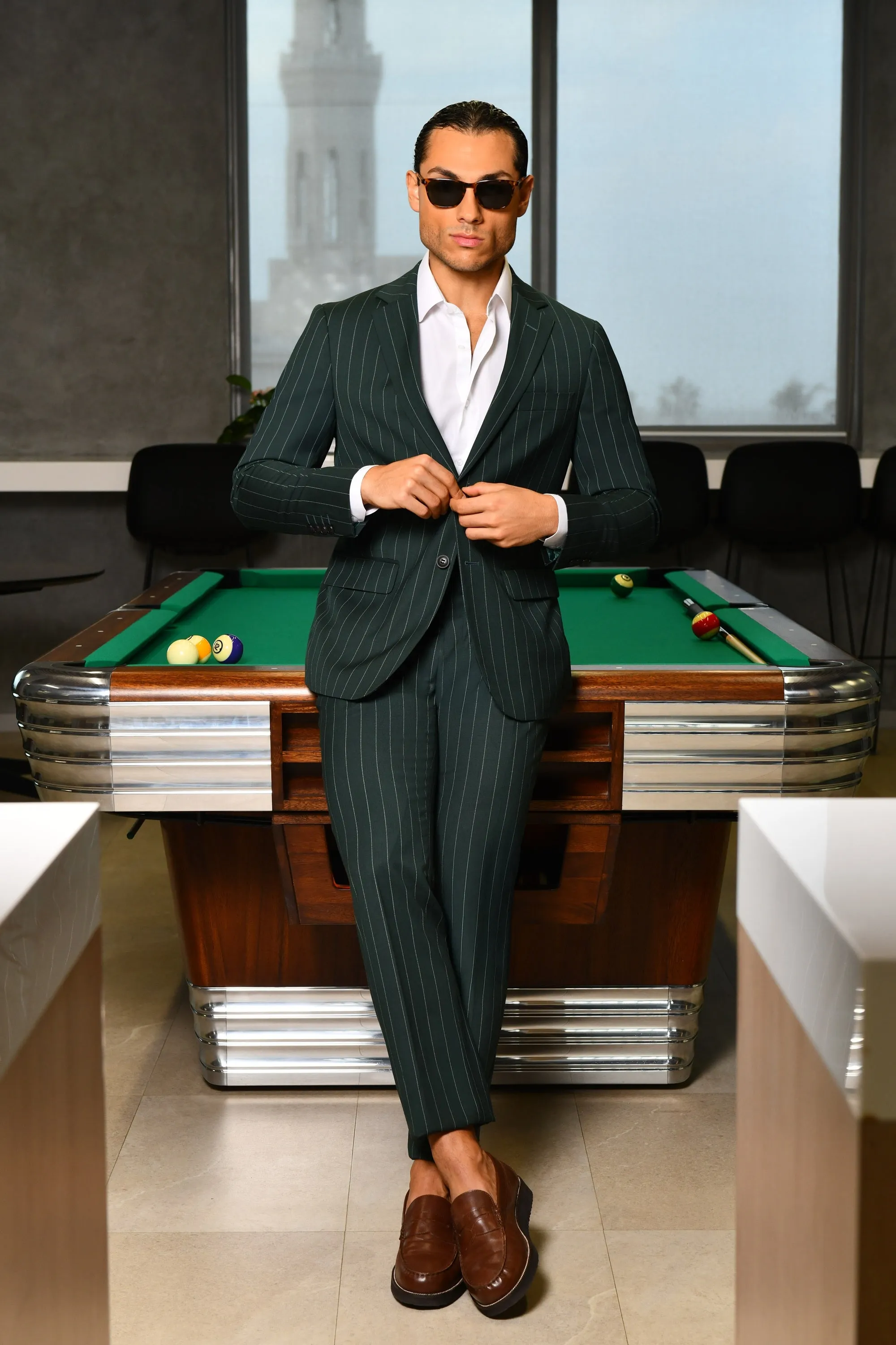 Green Pinstripe Suit Online UAE