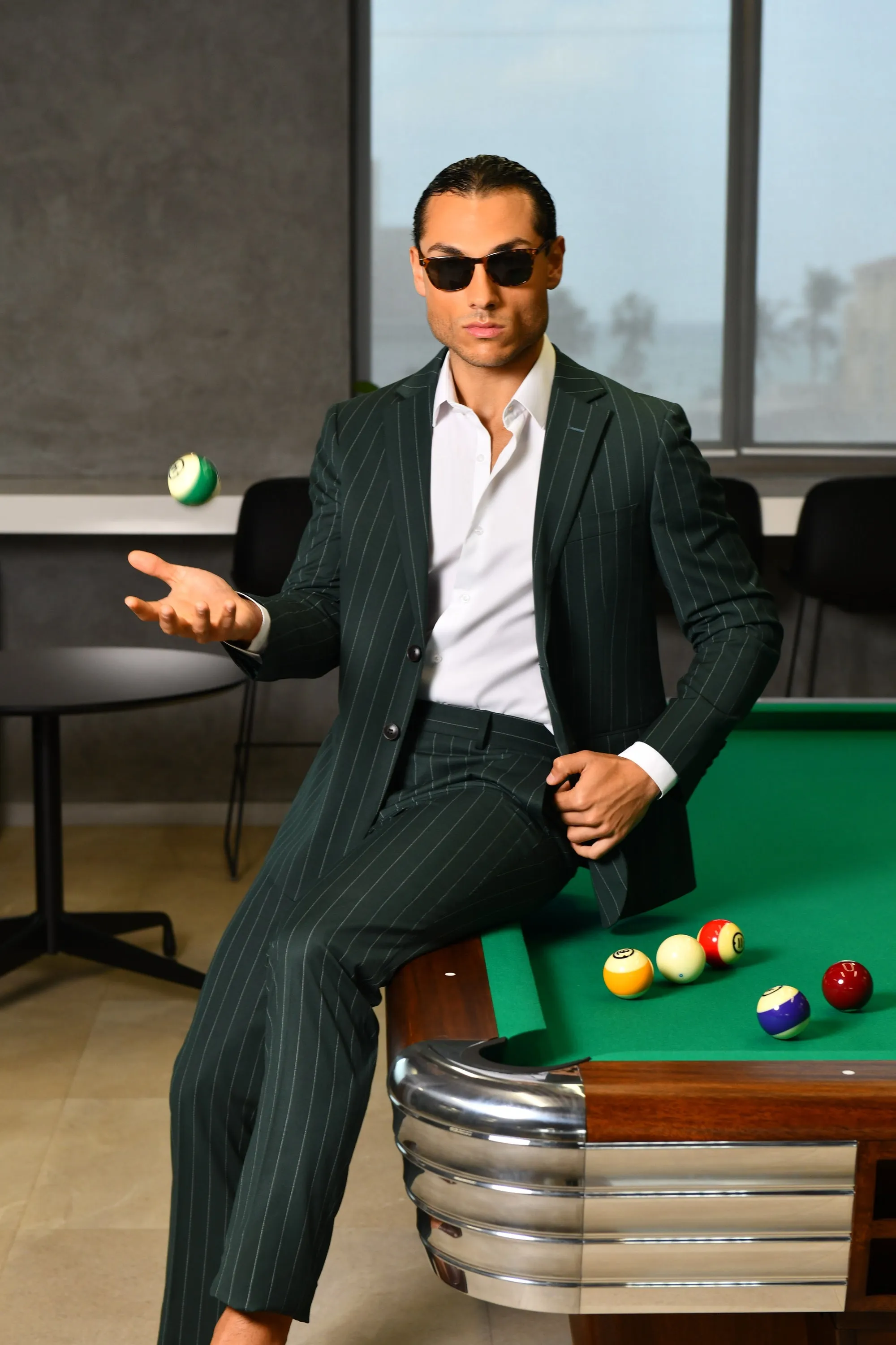 Green Pinstripe Suit Online UAE