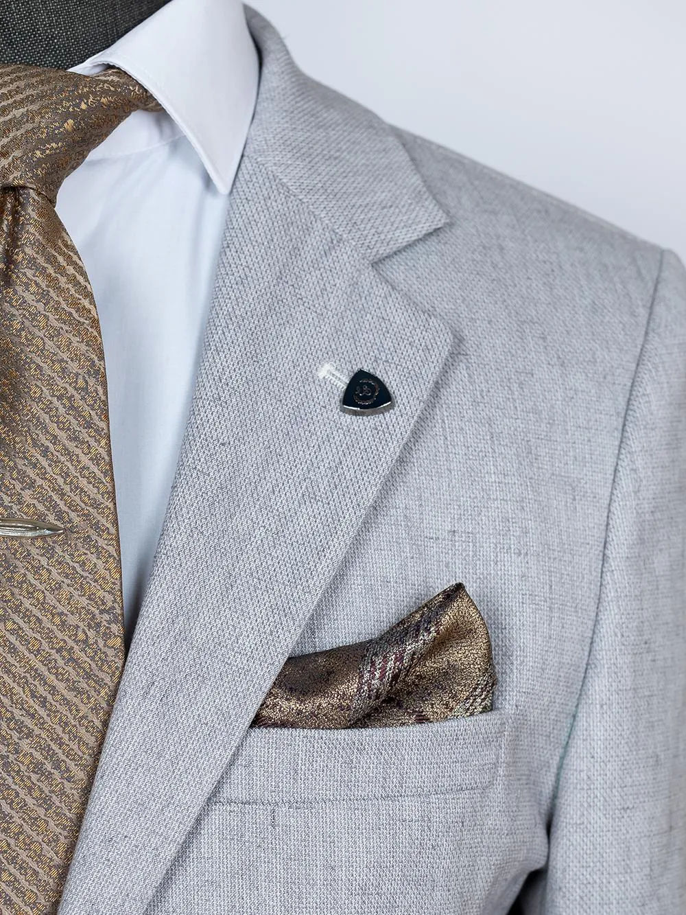 Grey Pure Linen Men Summer Suit