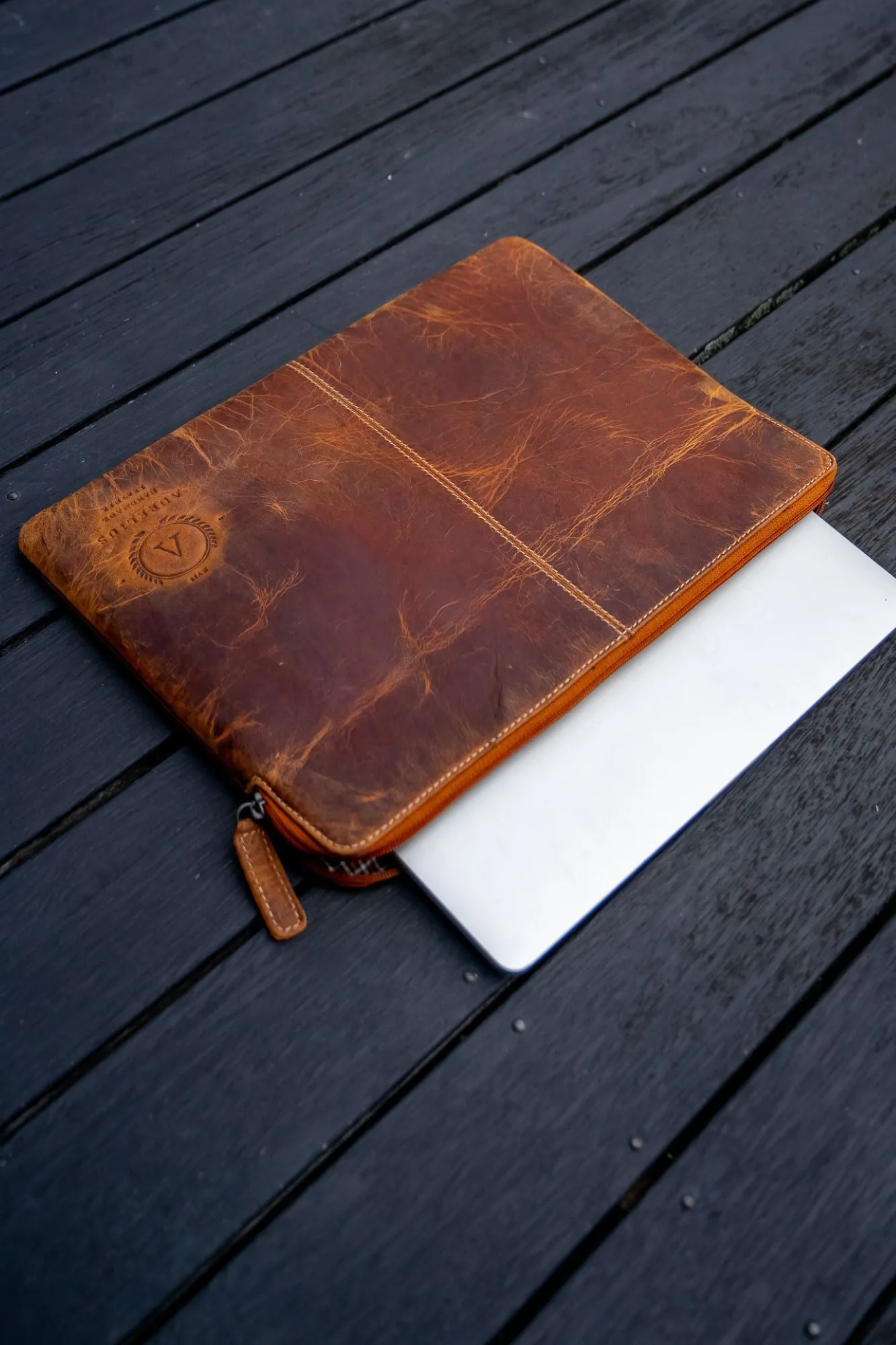 Hunter Tan Leather Laptop Sleeve