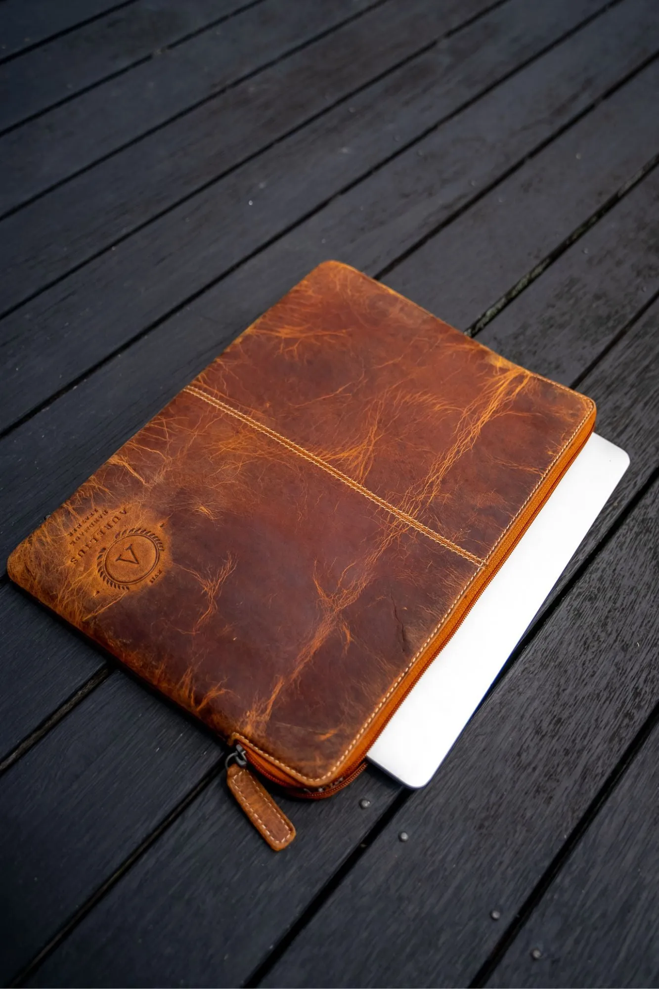 Hunter Tan Leather Laptop Sleeve
