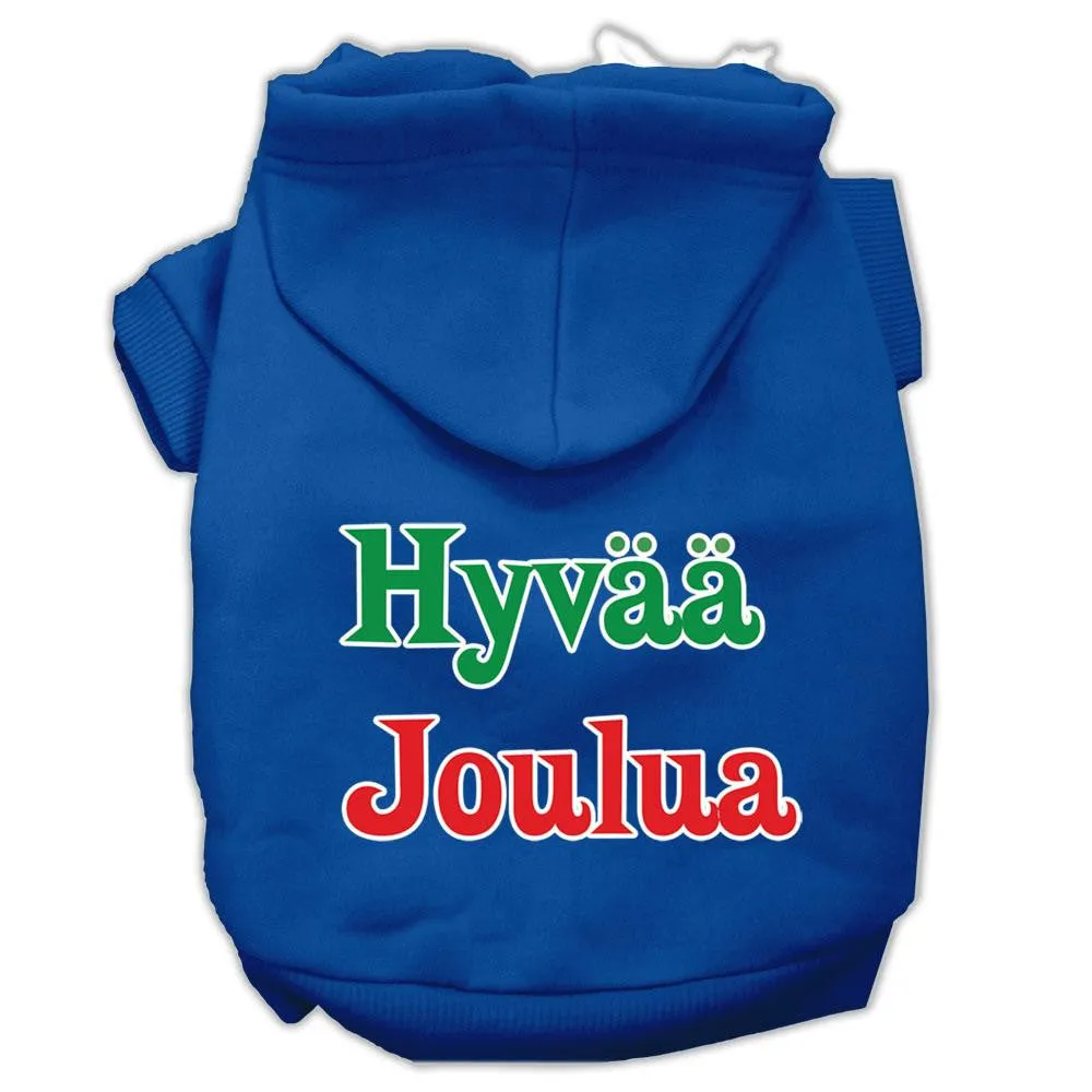 Hyvaa Joulua Screen Print Pet Hoodies Blue M (12)