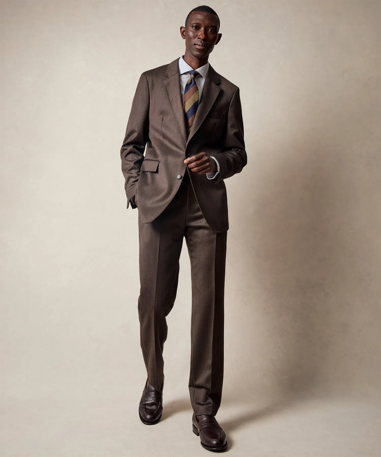 Italian Cavalry Twill Sutton Suit in Brown