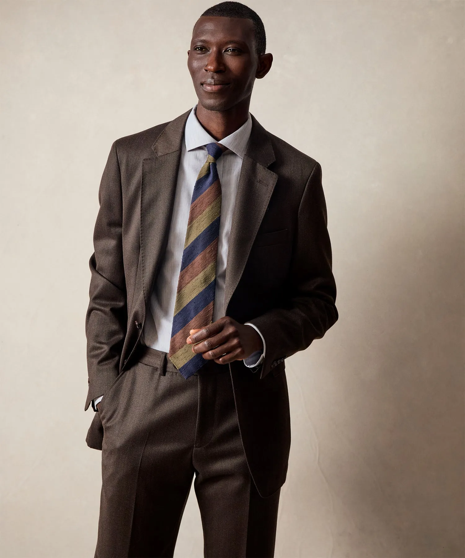 Italian Cavalry Twill Sutton Suit in Brown