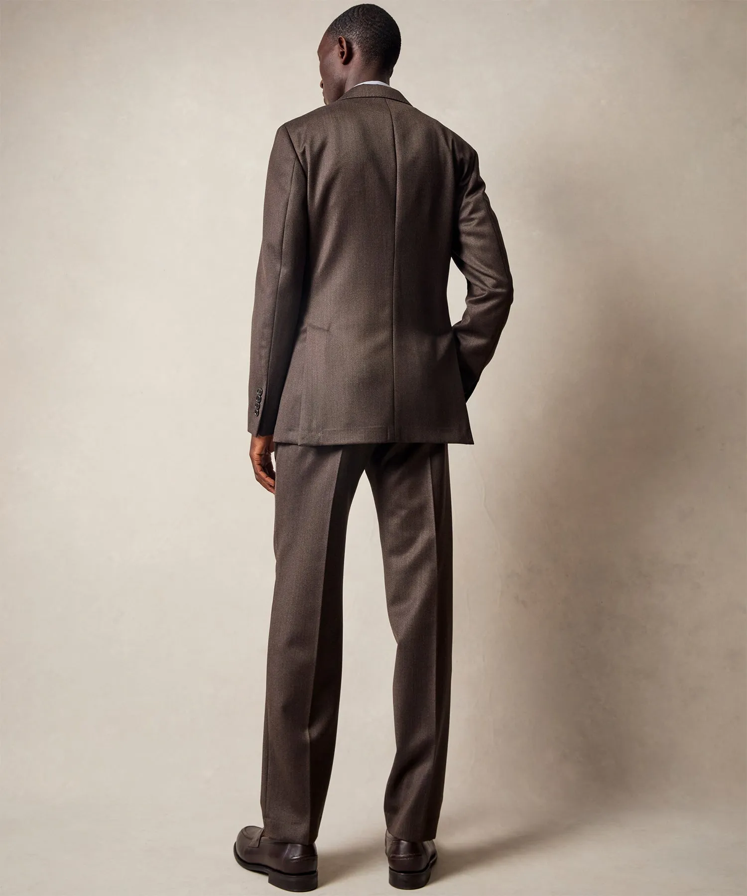 Italian Cavalry Twill Sutton Suit in Brown