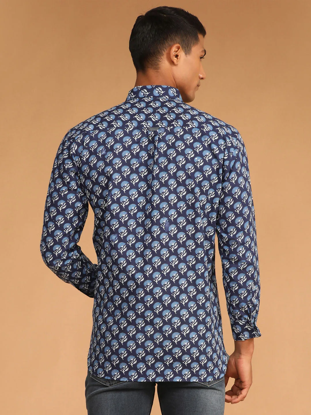 Jashvi Men's Blue Printed Shirt
