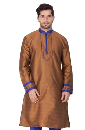 Jashvi Men's Brown Cotton Silk Blend Kurta