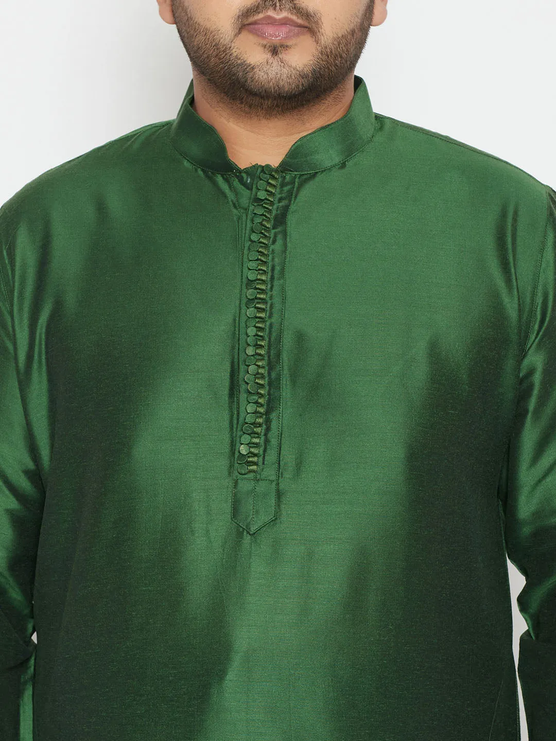 Jashvi Men's Plus Size Green Viscose Blend Kurta