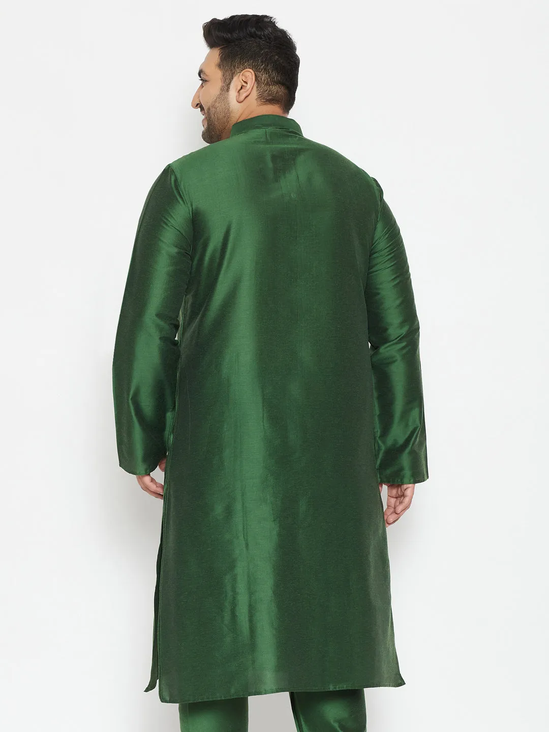Jashvi Men's Plus Size Green Viscose Blend Kurta
