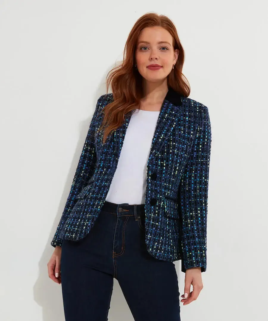 Joe Browns 16 Blue Tiah Tweed Jacket
