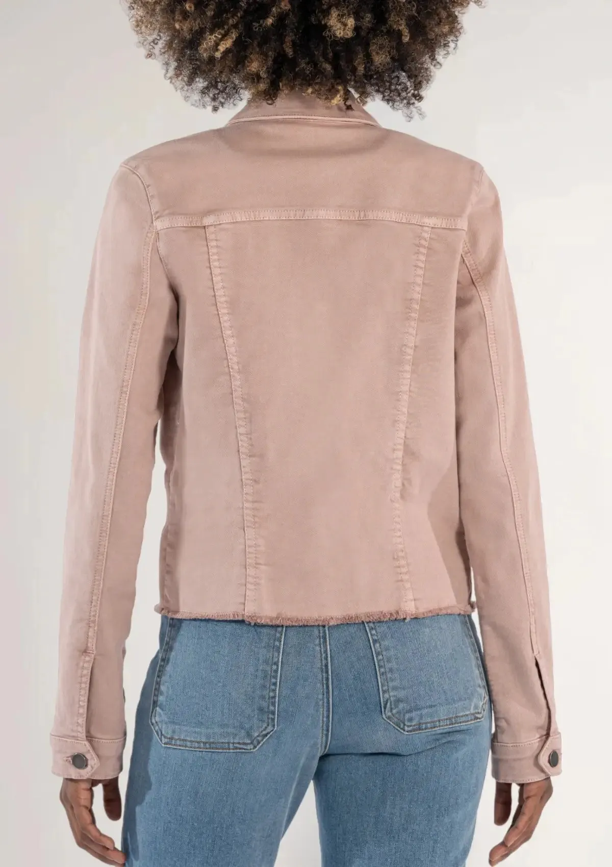 Kara Denim Jacket with Fray - Blush