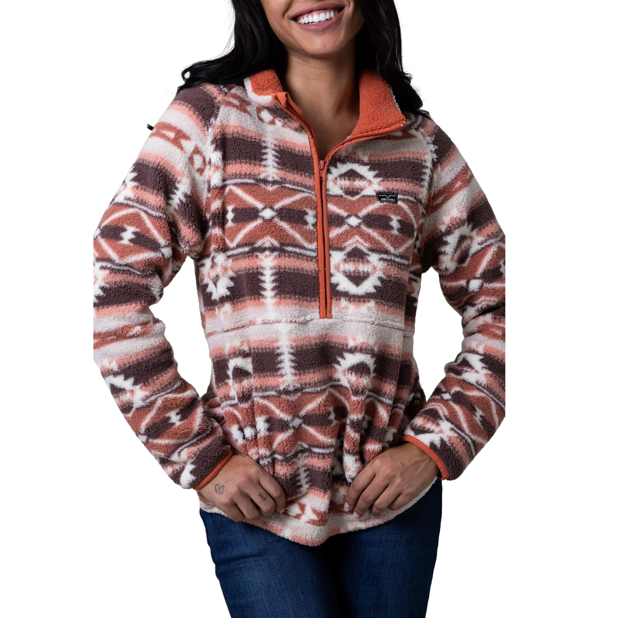 Kimes Ranch Ladies Roswell Polar Fleece Aztec Rust Red Sweatshirt WSW0000003-BN025