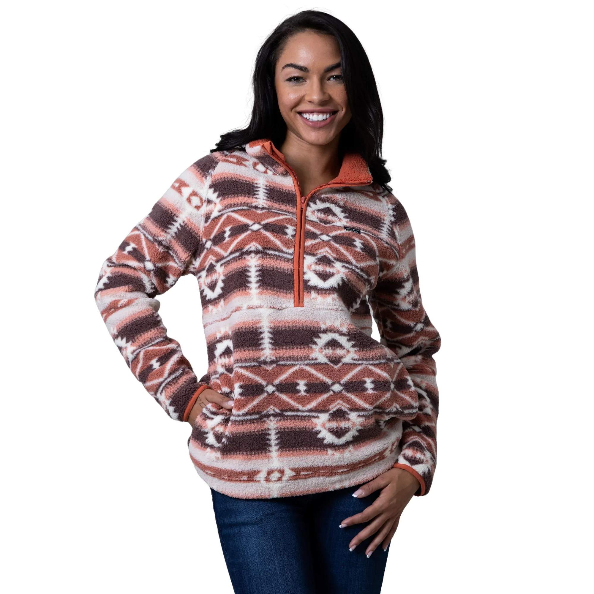 Kimes Ranch Ladies Roswell Polar Fleece Aztec Rust Red Sweatshirt WSW0000003-BN025