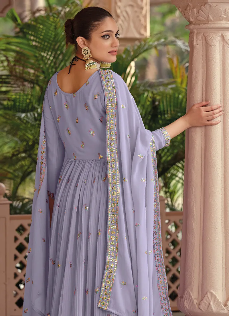 Lavender Multi Embroidery Festive Anarkali Suit