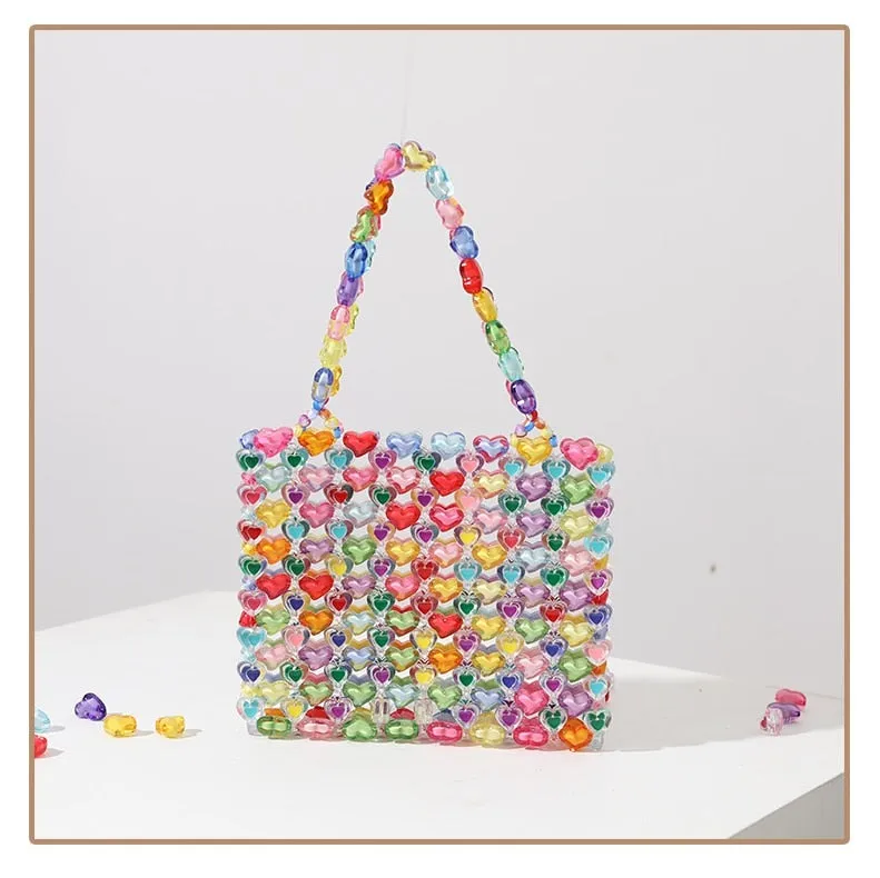 Love Beaded Hearts Colorful Mini Handbags