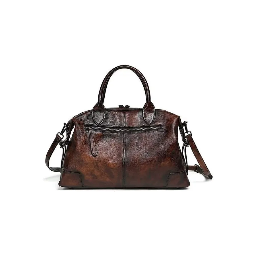 Luxury Cow Leather Retro Patterned Casual Tote