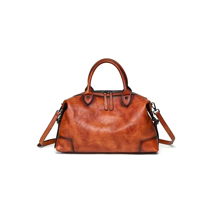 Luxury Cow Leather Retro Patterned Casual Tote