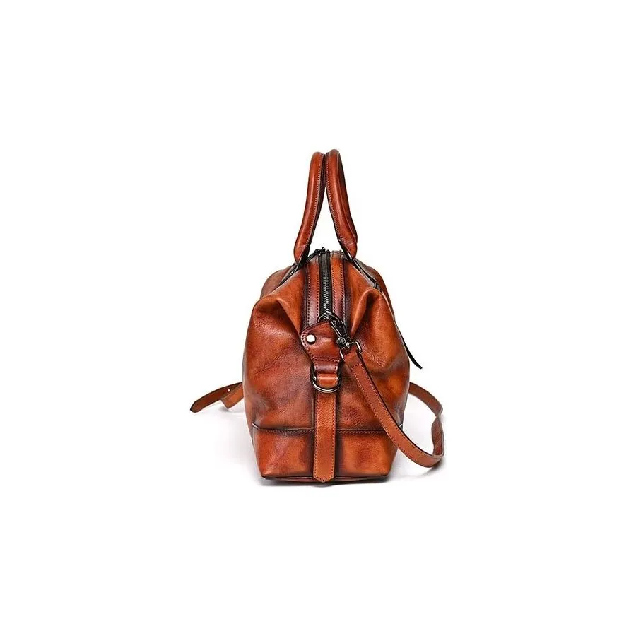 Luxury Cow Leather Retro Patterned Casual Tote