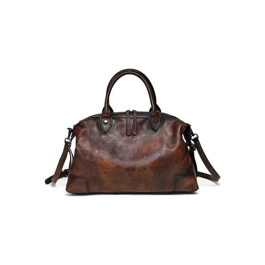 Luxury Cow Leather Retro Patterned Casual Tote