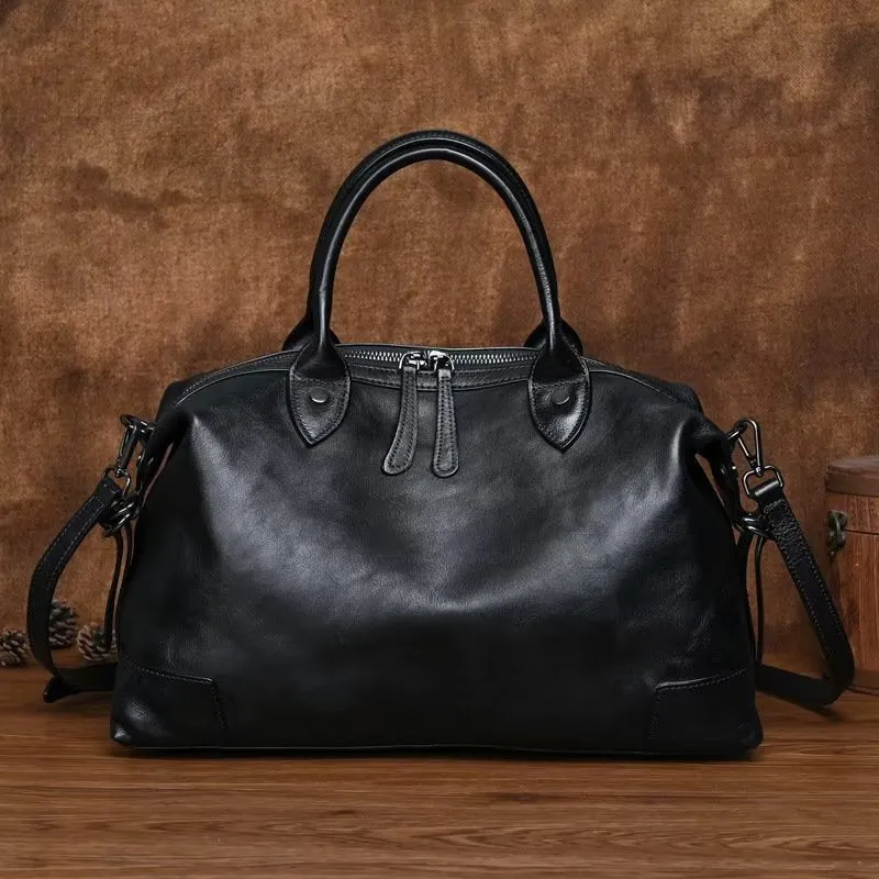 Luxury Cow Leather Retro Patterned Casual Tote