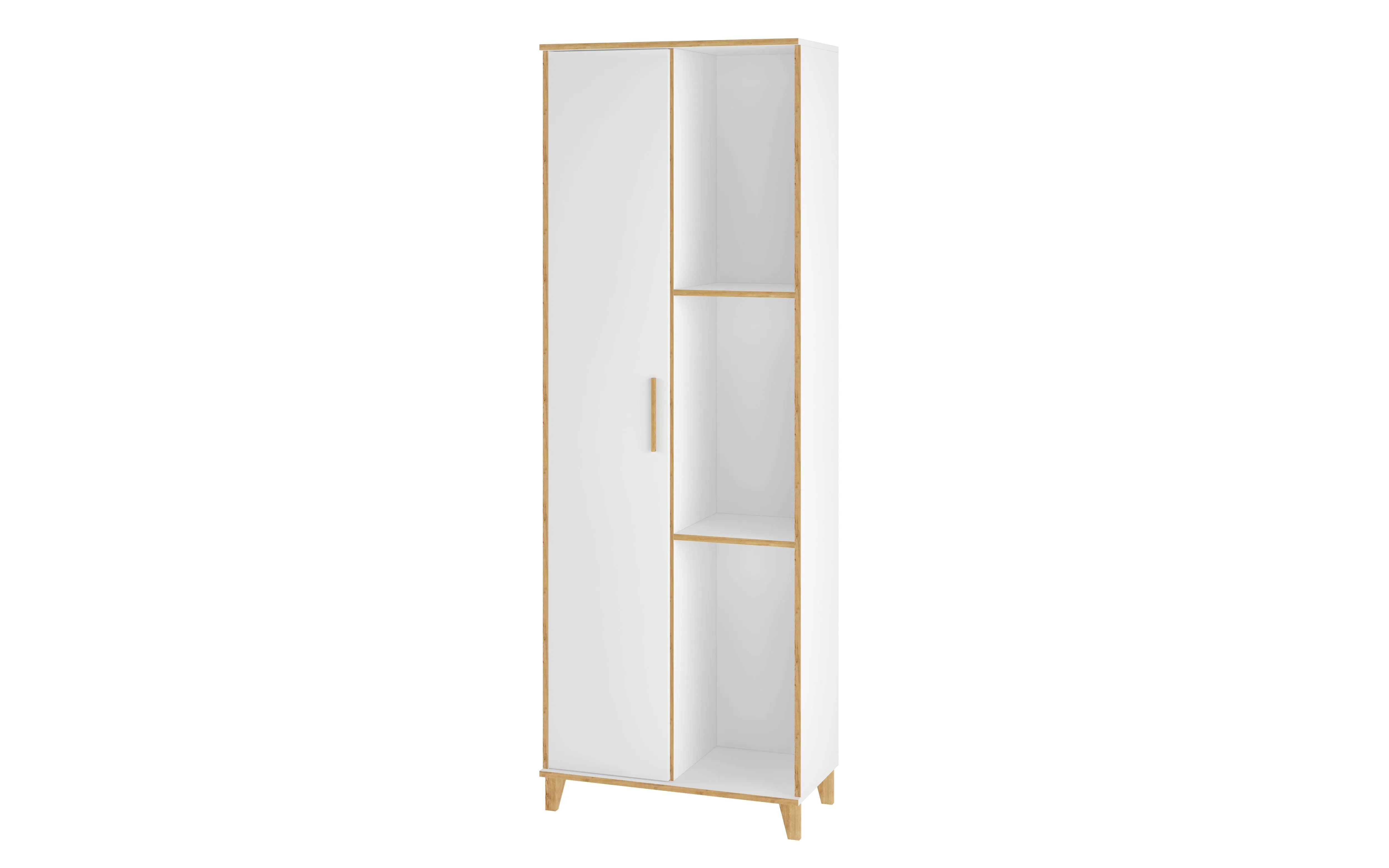 Minetta 8-Shelf Mid-Century China Storage Closet in White