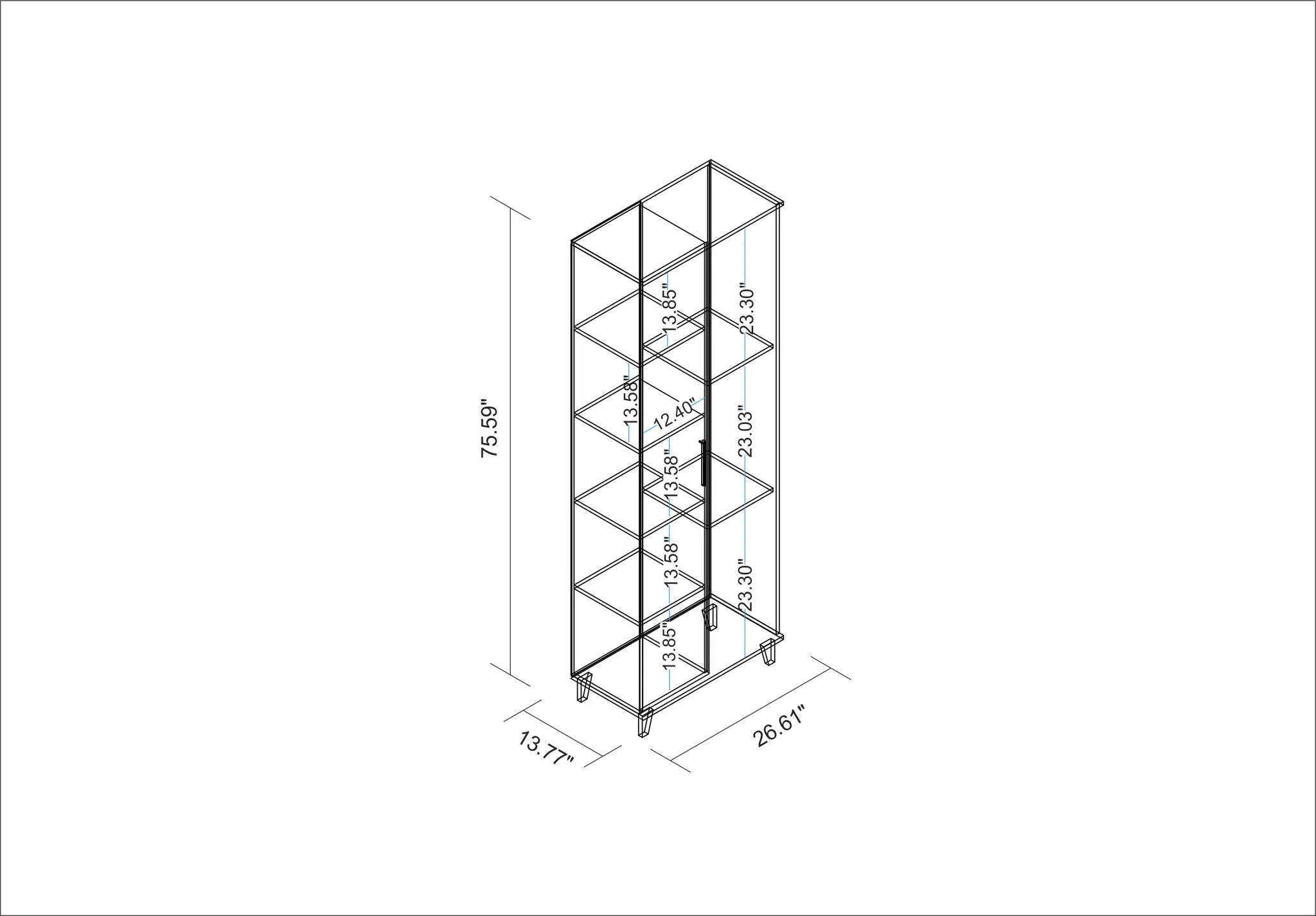 Minetta 8-Shelf Mid-Century China Storage Closet in White