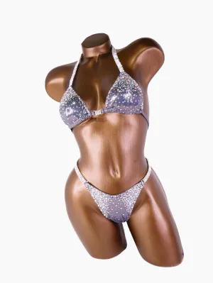 Ready Made Gunmetal Metallic Spandex Bikini Suit