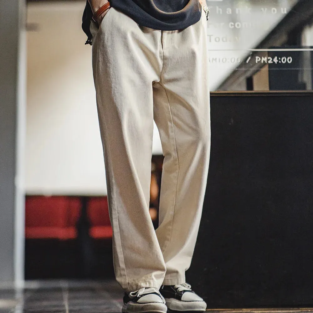 Retro Off-white 100% Cotton Jeans Cleanfit Loose Straight Denim Pants