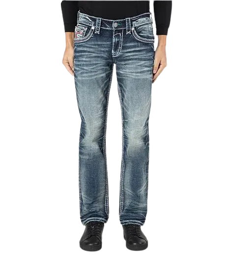 Rock Revival Men's Grady Straight Leg Eagle Head Denim Jeans