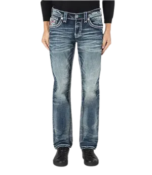 Rock Revival Men's Grady Straight Leg Eagle Head Denim Jeans