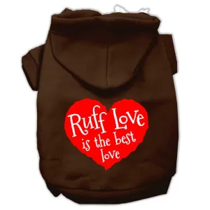 Ruff Love Screen Print Pet Hoodies Brown Size Sm (10)