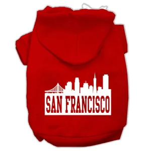 San Francisco Skyline Screen Print Pet Hoodies Red Size XS (8)